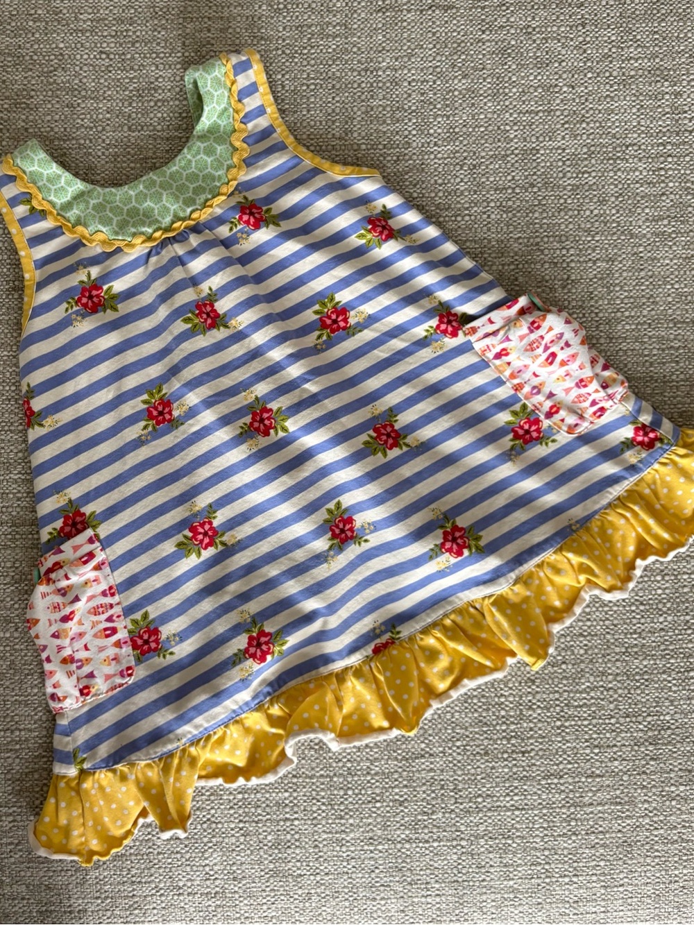 Matilda Jane Girls Floral Stripe Ruffle Dress Size 6